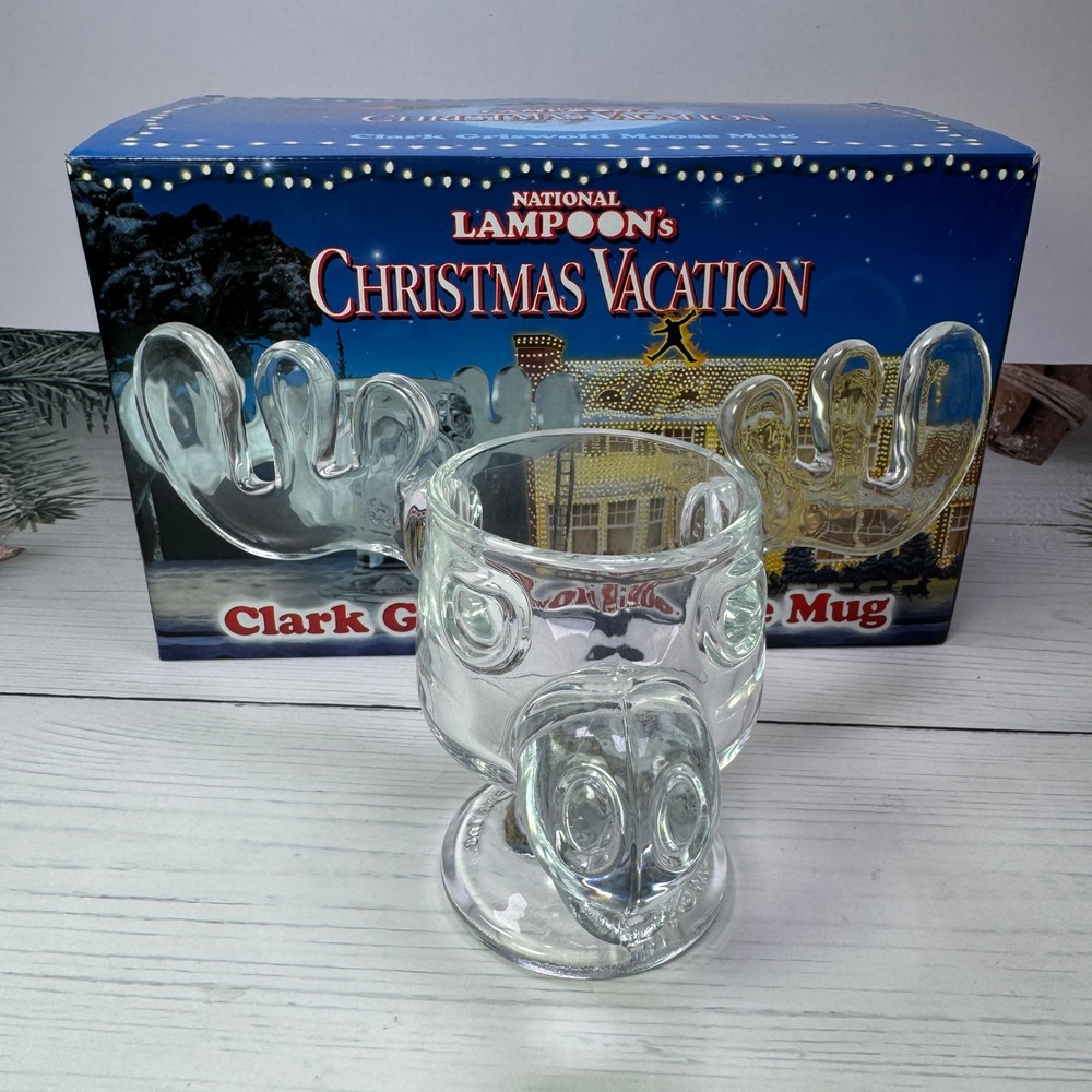 Warner Bros National Lampoon Christmas Vacation Moose Mug Clear Glass Holiday